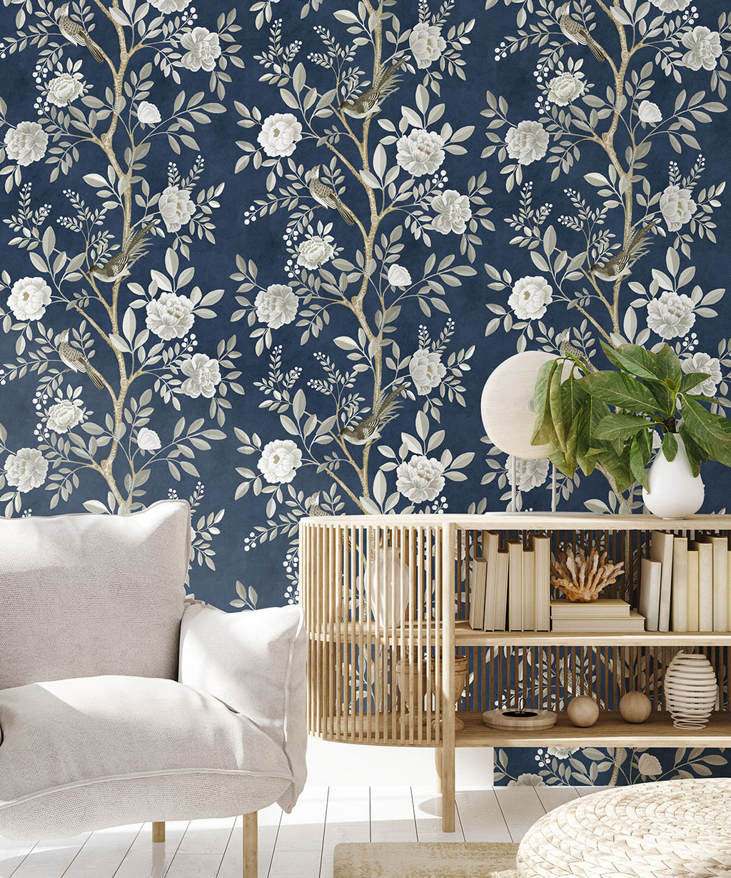 Chinoiserie Wallpaper, Royal Blue