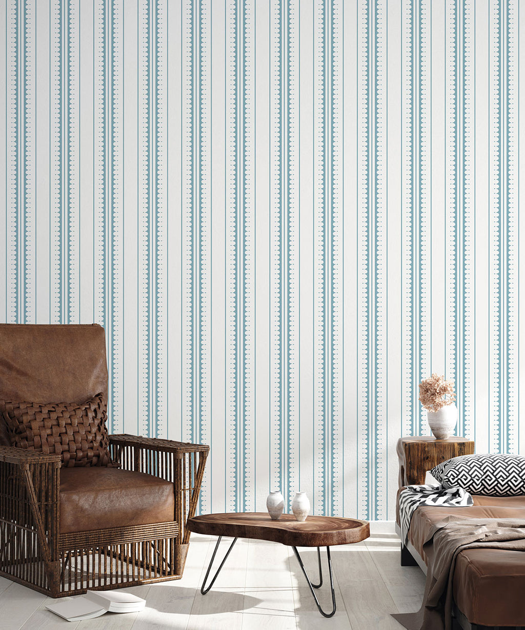 Coquille Wallpaper, Powder Blue
