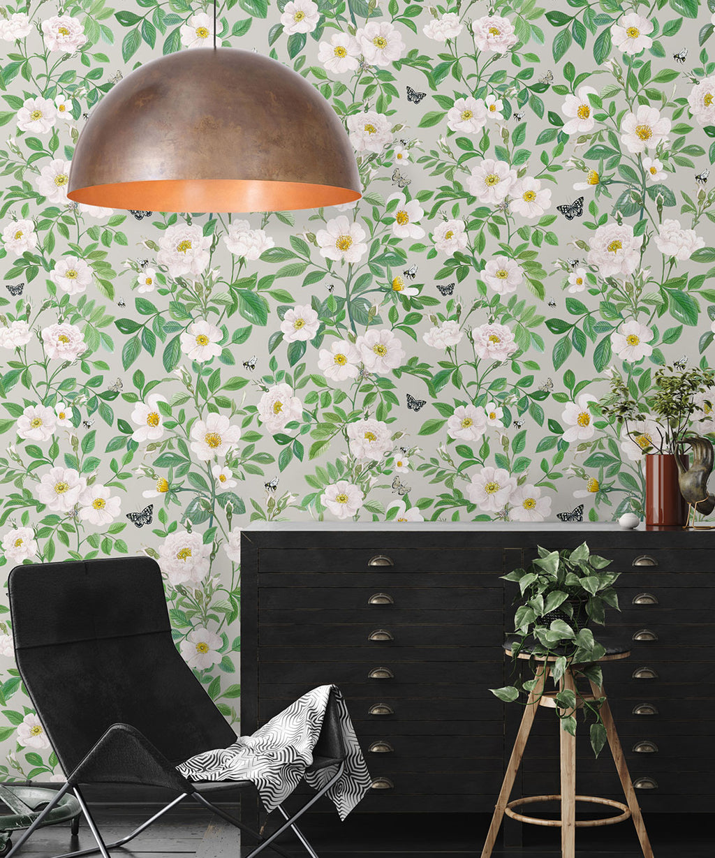Rosa Wallpaper, Beige