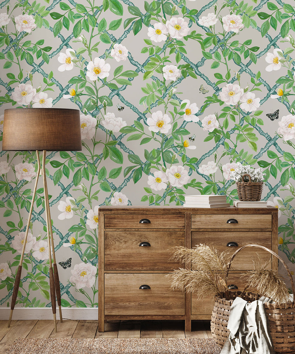 Treillage Wallpaper, Beige