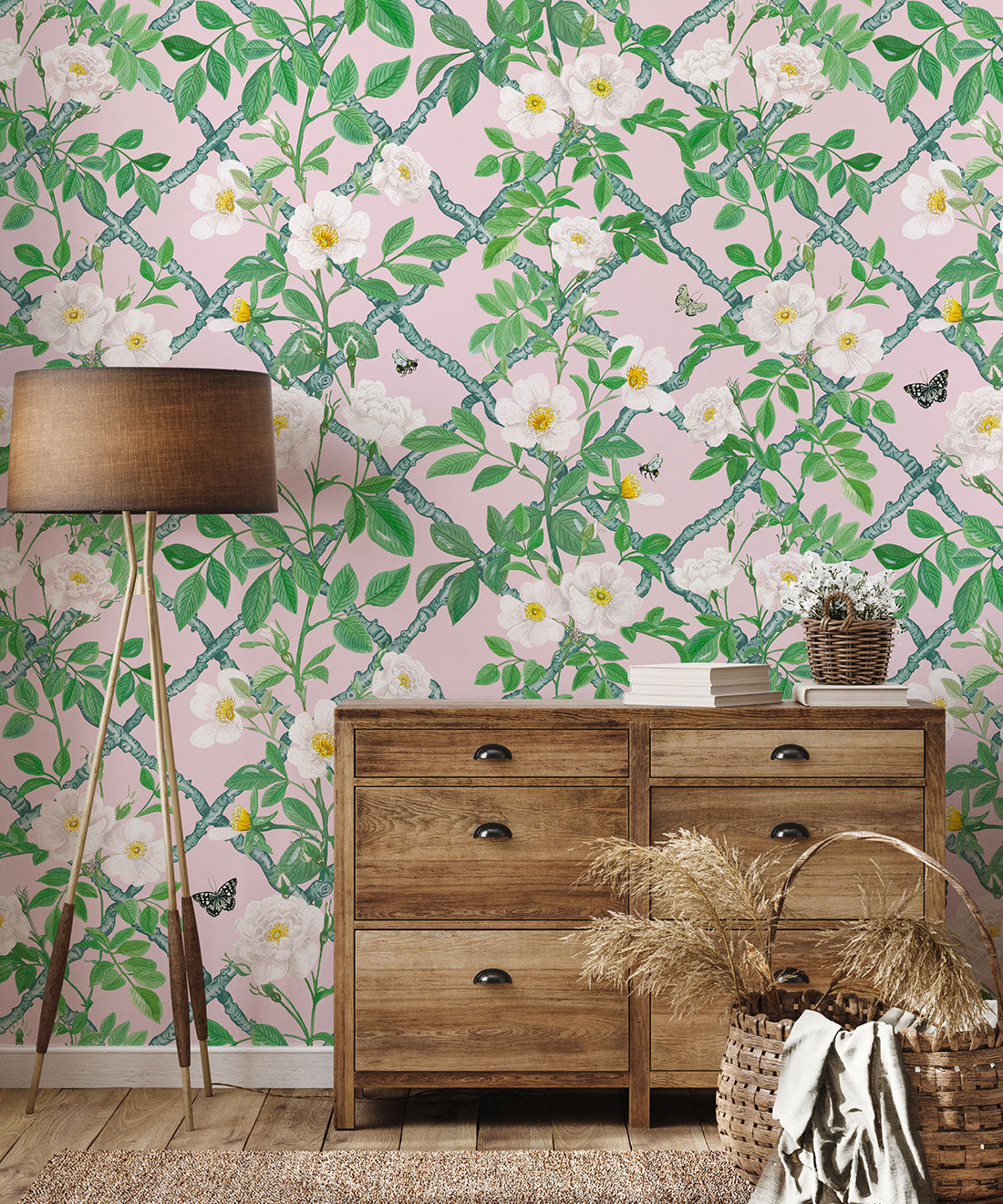 Treillage Wallpaper, Blush