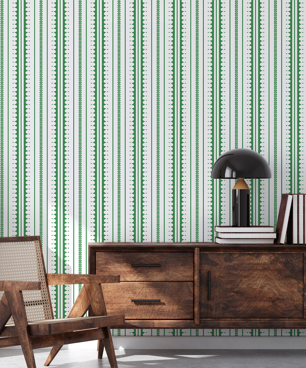 La Grand Coquille Wallpaper, Forest Green