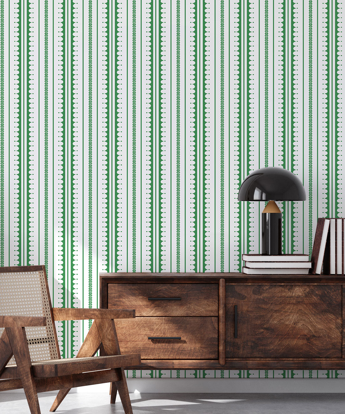 La Grand Coquille Wallpaper, Forest Green