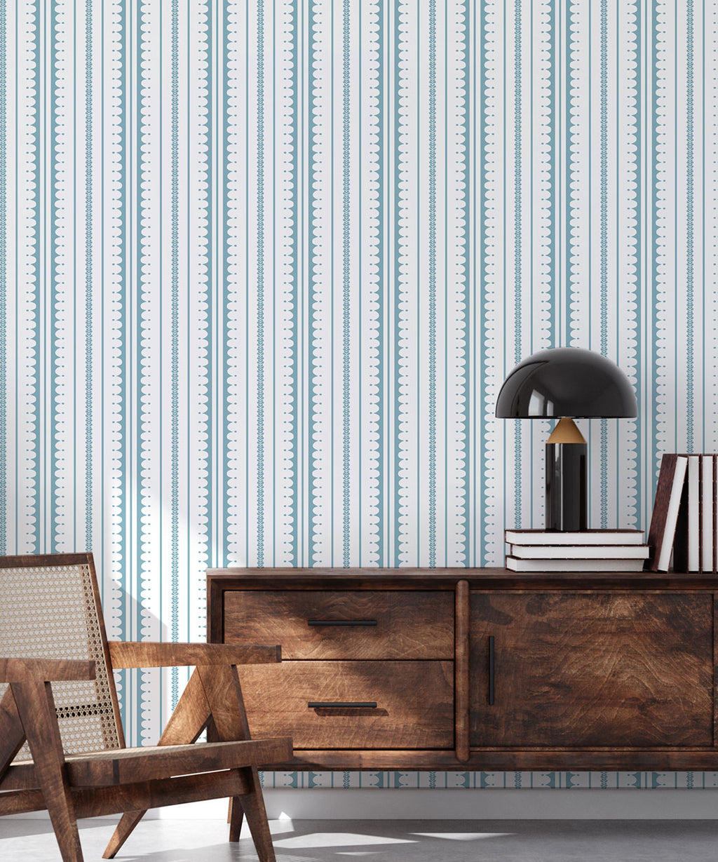 La Grand Coquille Wallpaper, Powder Blue