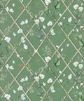 Petite Climbing Sweet Pea Wallpaper, Dark Green & Cane