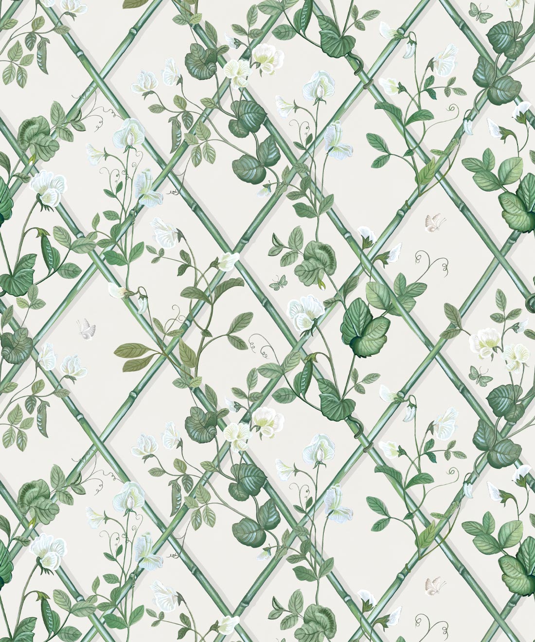 Petite Climbing Sweet Pea Wallpaper, Irish Linen