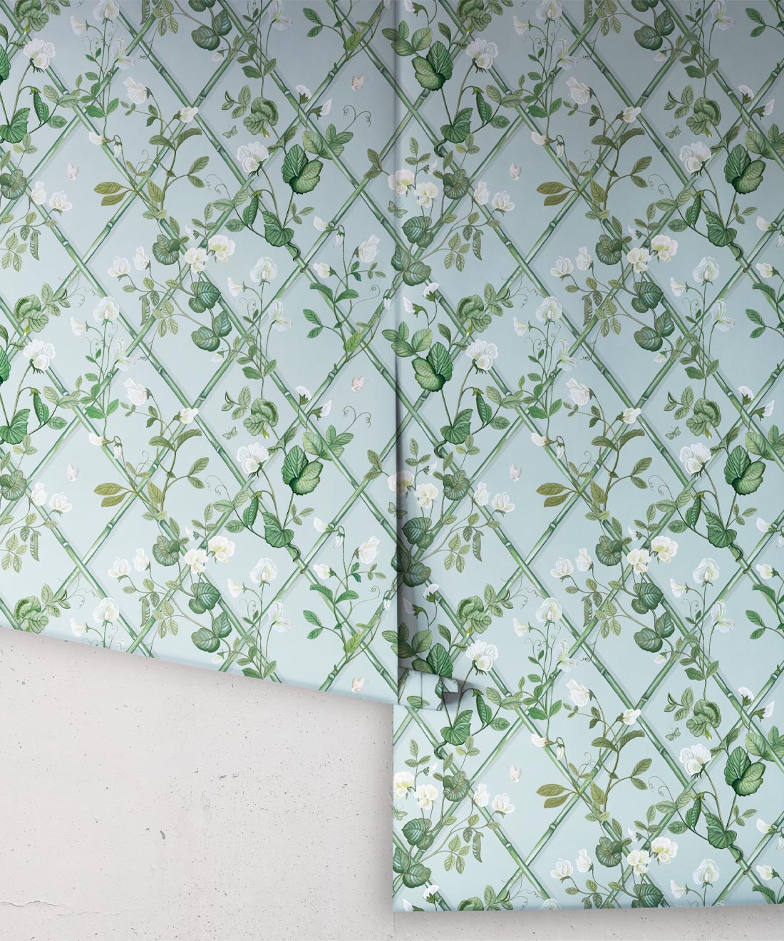 Petite Climbing Sweet Pea Wallpaper, Light Provence