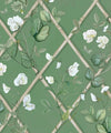 Grande Climbing Sweet Pea Wallpaper, Dark Green & Cane