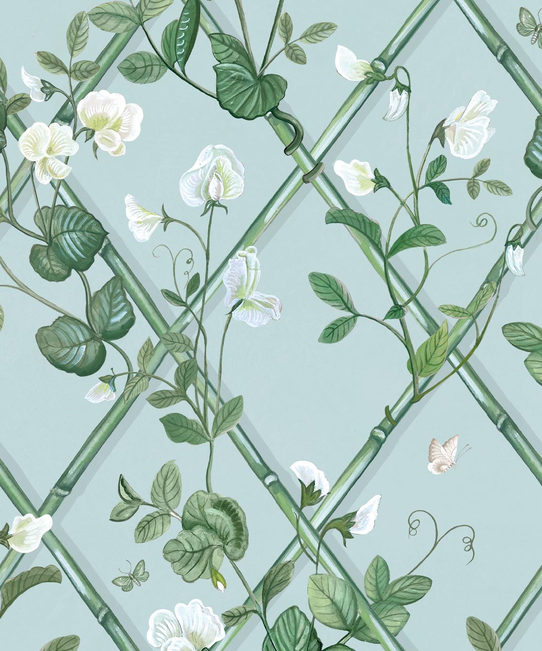 Grande Climbing Sweet Pea Wallpaper, Light Provence
