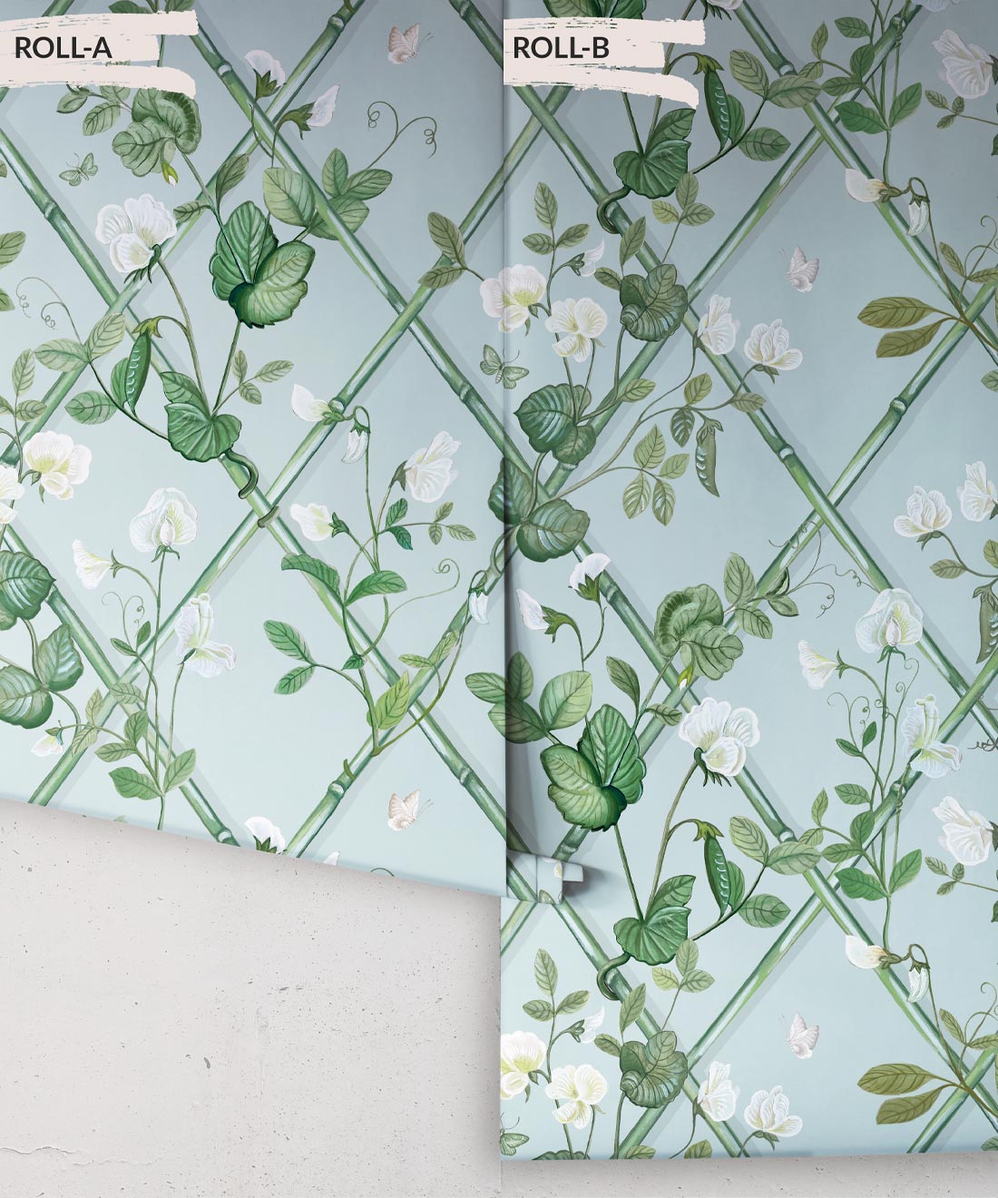 Grande Climbing Sweet Pea Wallpaper, Light Provence