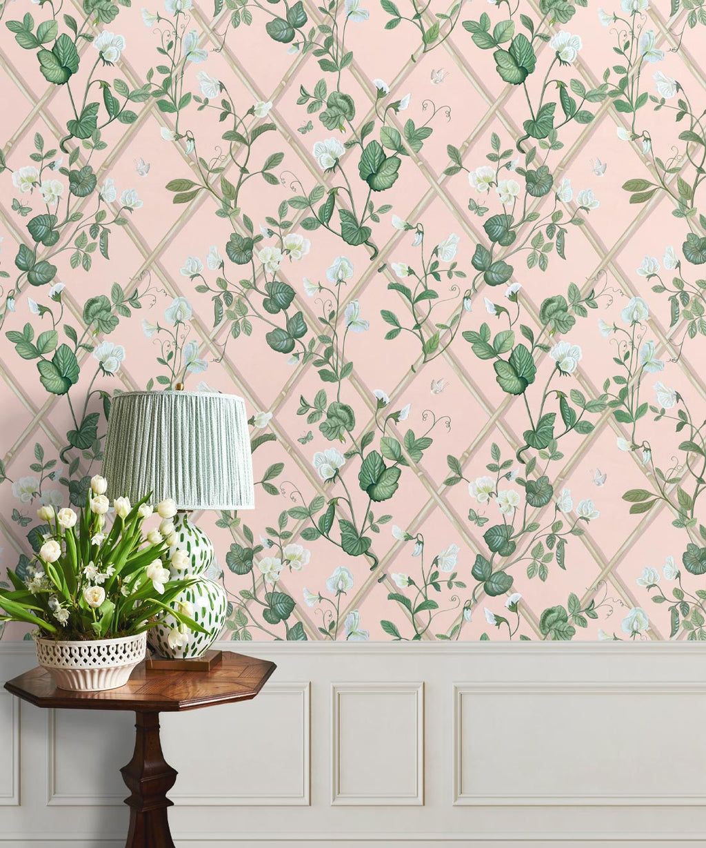 Grande Climbing Sweet Pea Wallpaper, Pink