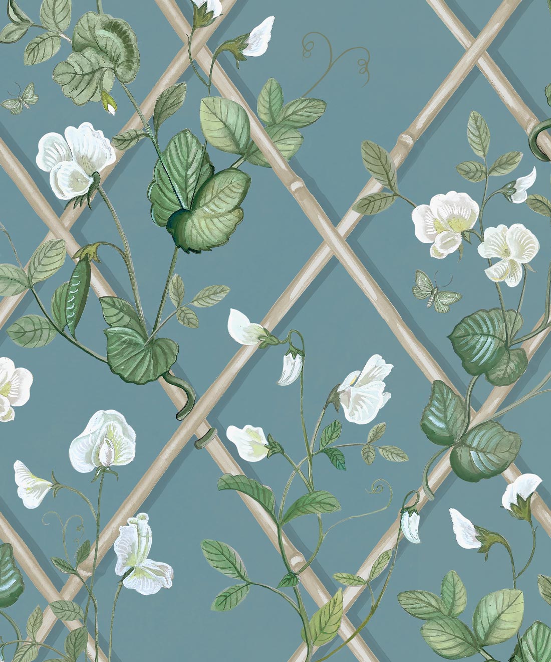 Grande Climbing Sweet Pea Wallpaper, Provence & Cane
