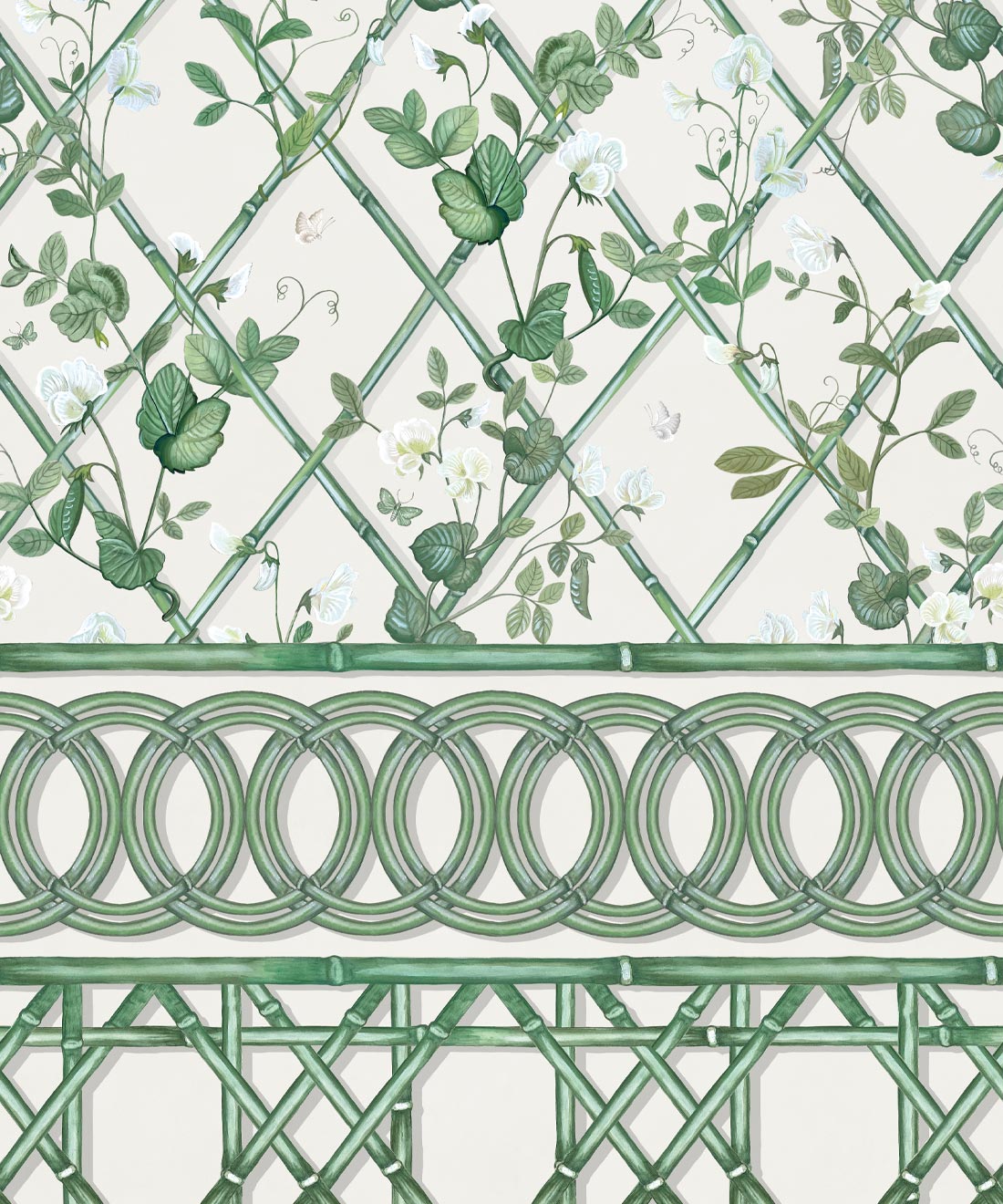 Climbing Sweet Pea Frieze Mural, Irish Linen