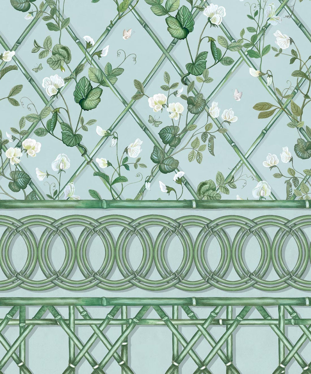 Climbing Sweet Pea Frieze Mural, Light Provence