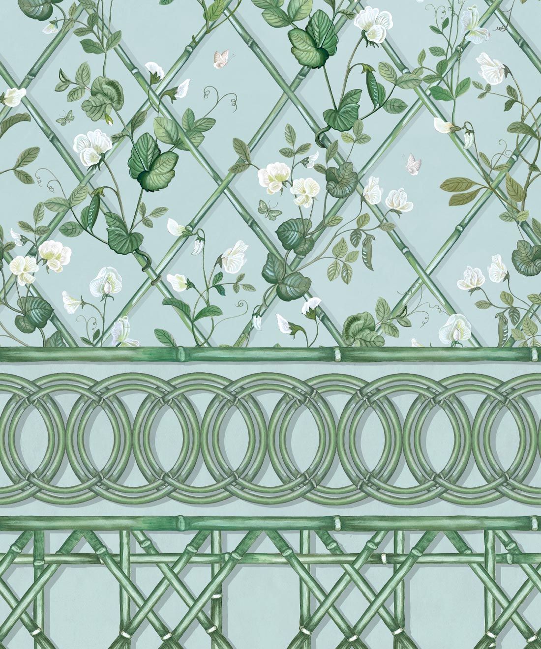 Climbing Sweet Pea Frieze Mural, Light Provence