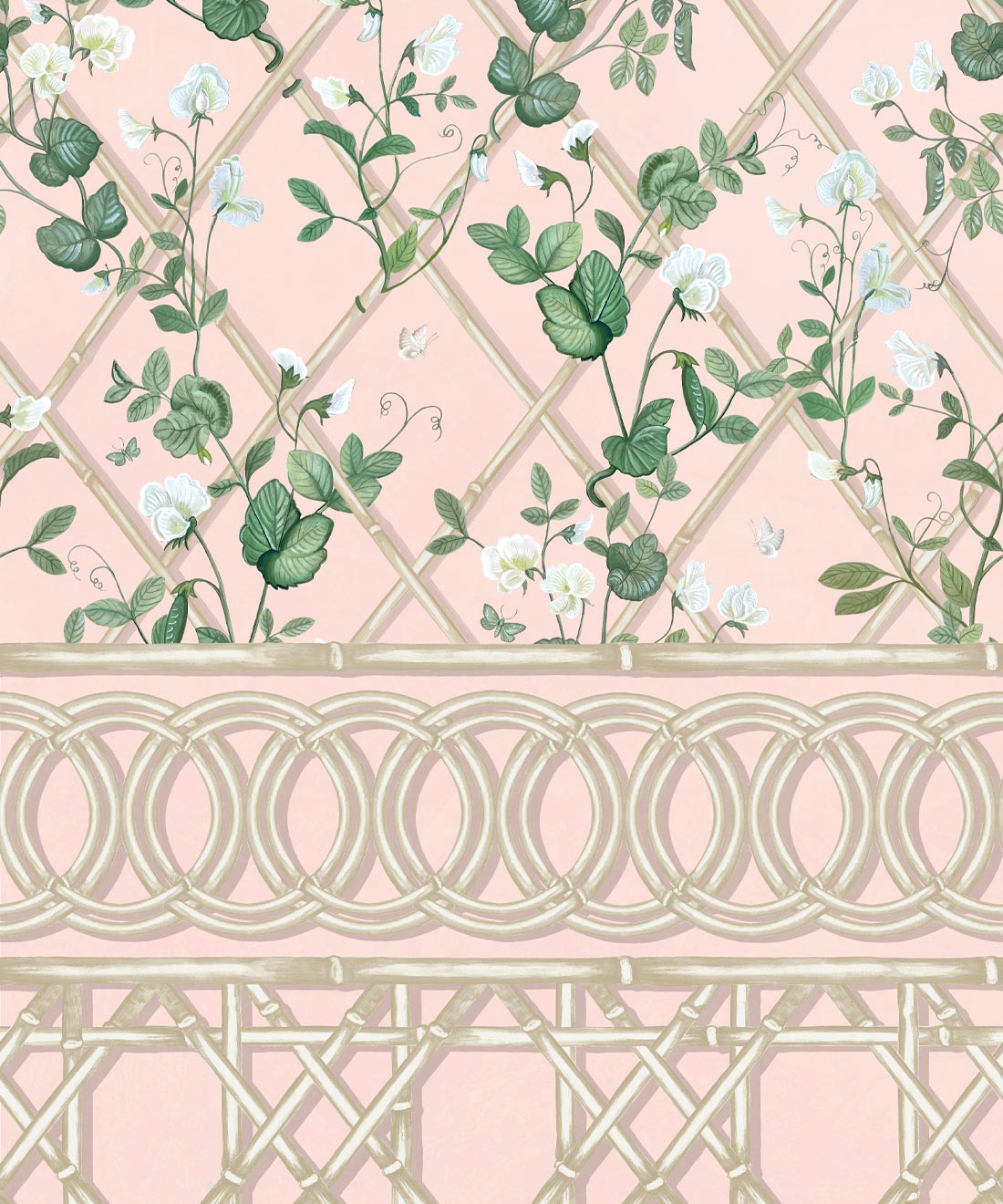 Climbing Sweet Pea Frieze Mural, Pink