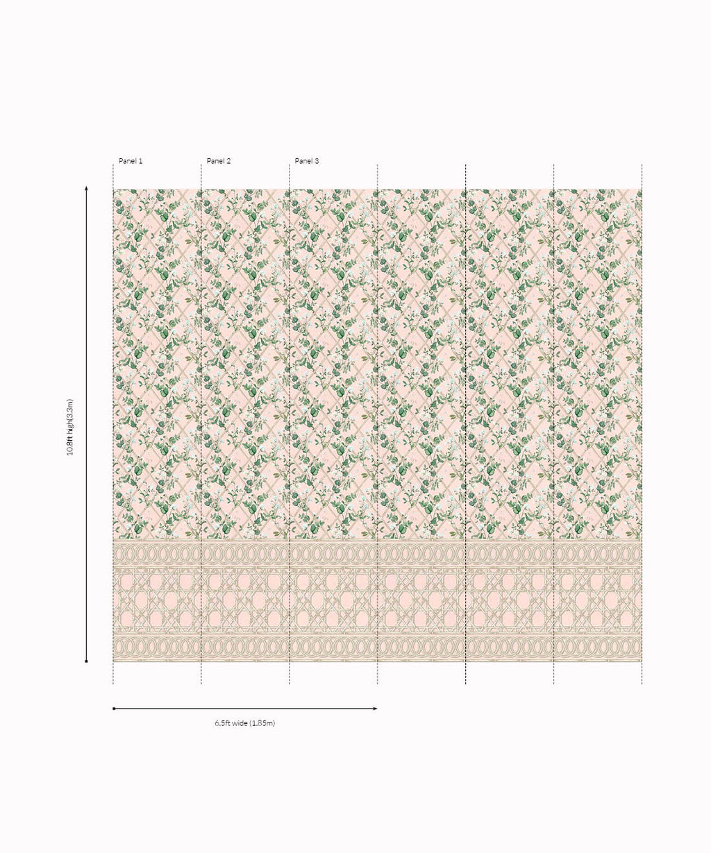 Climbing Sweet Pea Frieze Mural, Pink