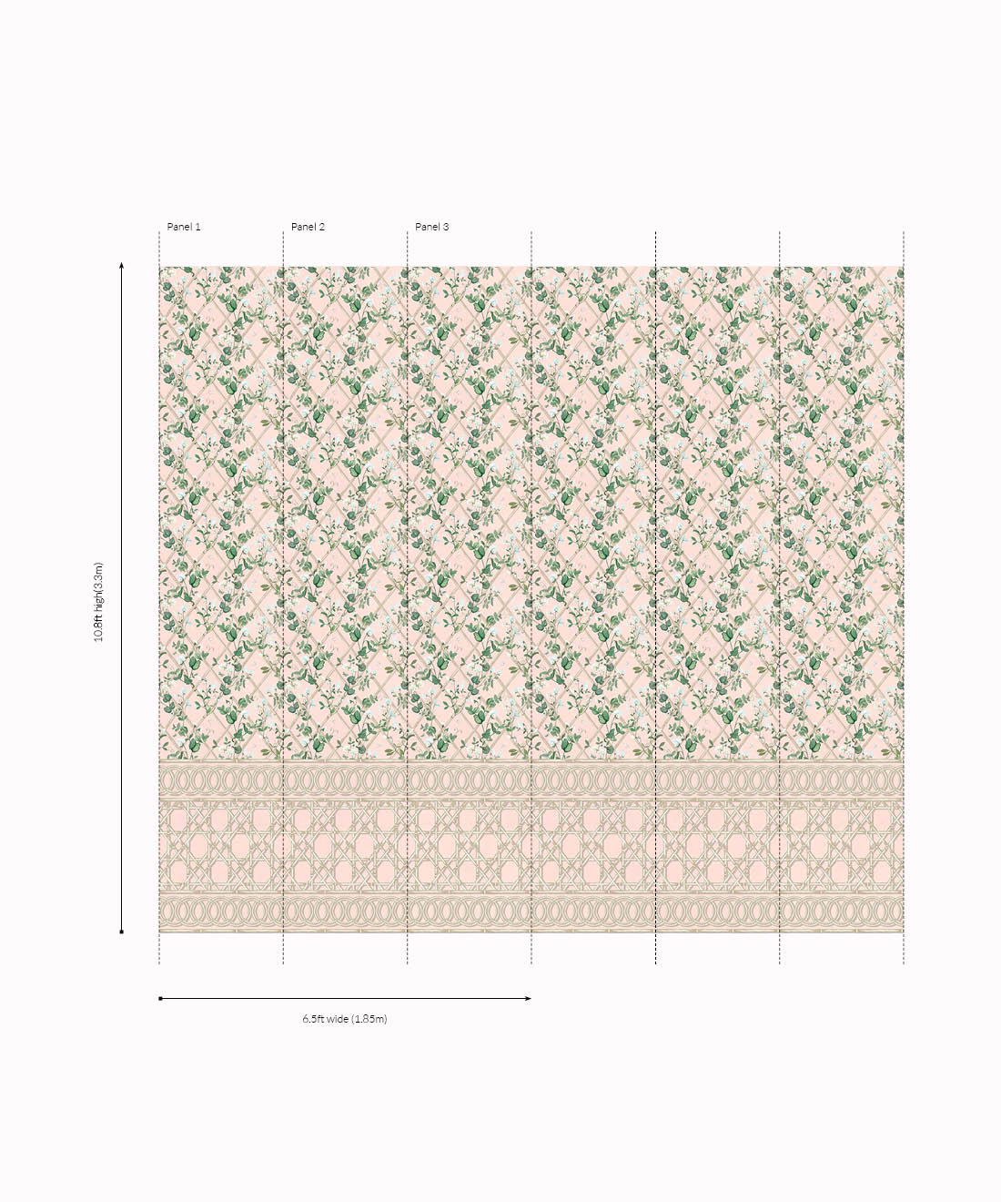 Climbing Sweet Pea Frieze Mural, Pink