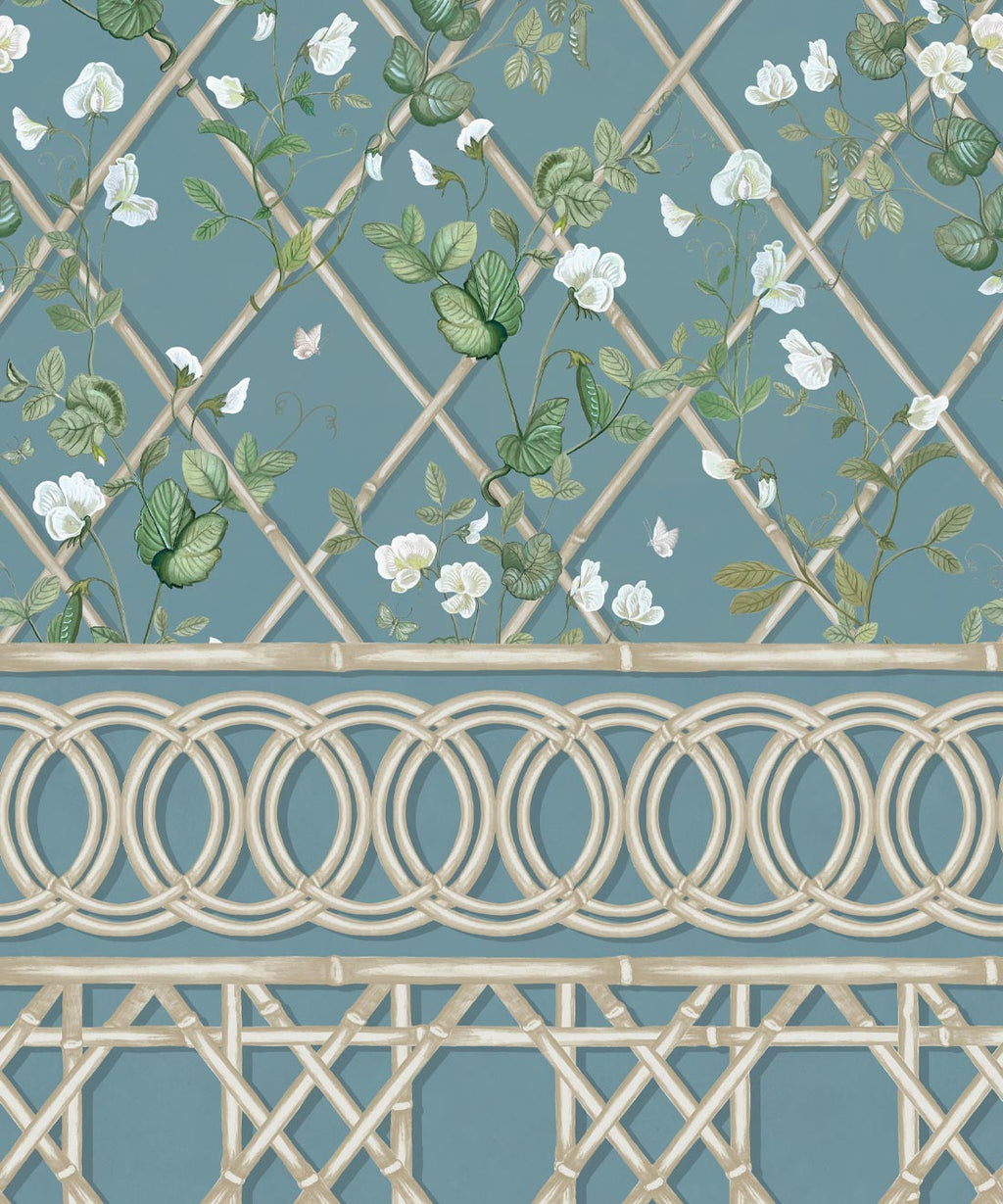 Climbing Sweet Pea Frieze Mural, Provence & Cane