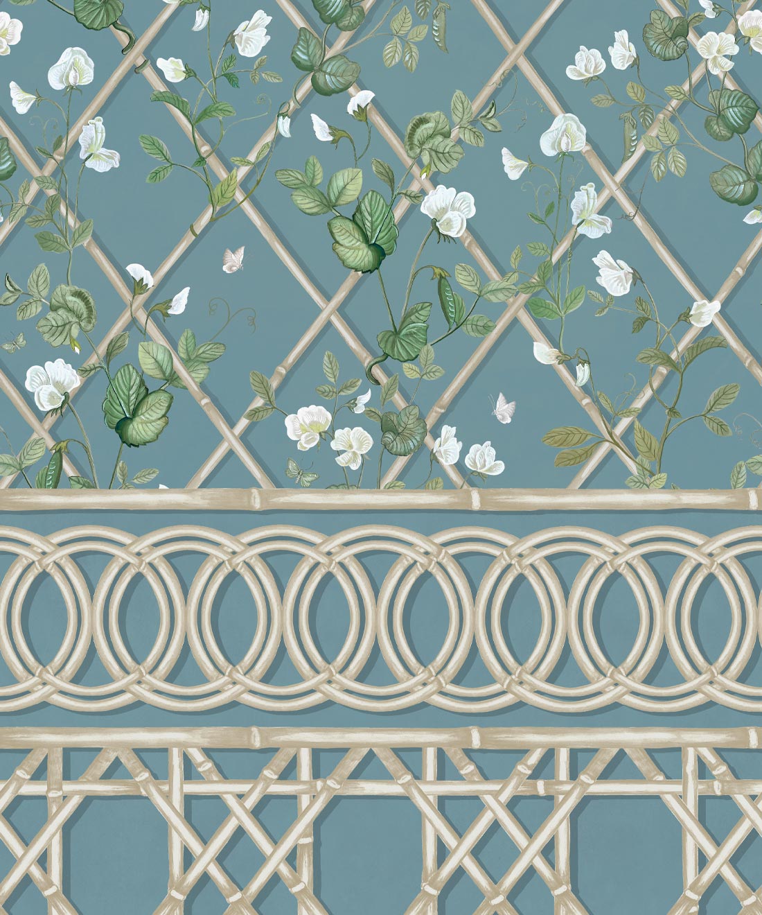 Climbing Sweet Pea Frieze Mural, Provence & Cane