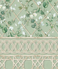 Climbing Sweet Pea Frieze Mural, Sage & Cane