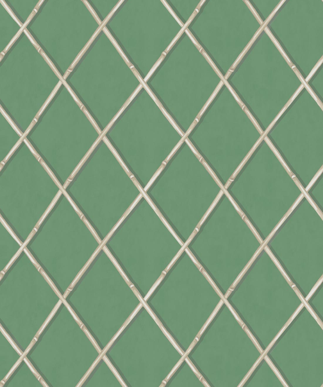 Colony Wallpaper, Dark Green & Cane