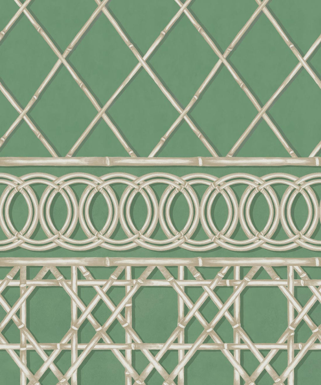 Colony Frieze Mural, Dark Green & Cane