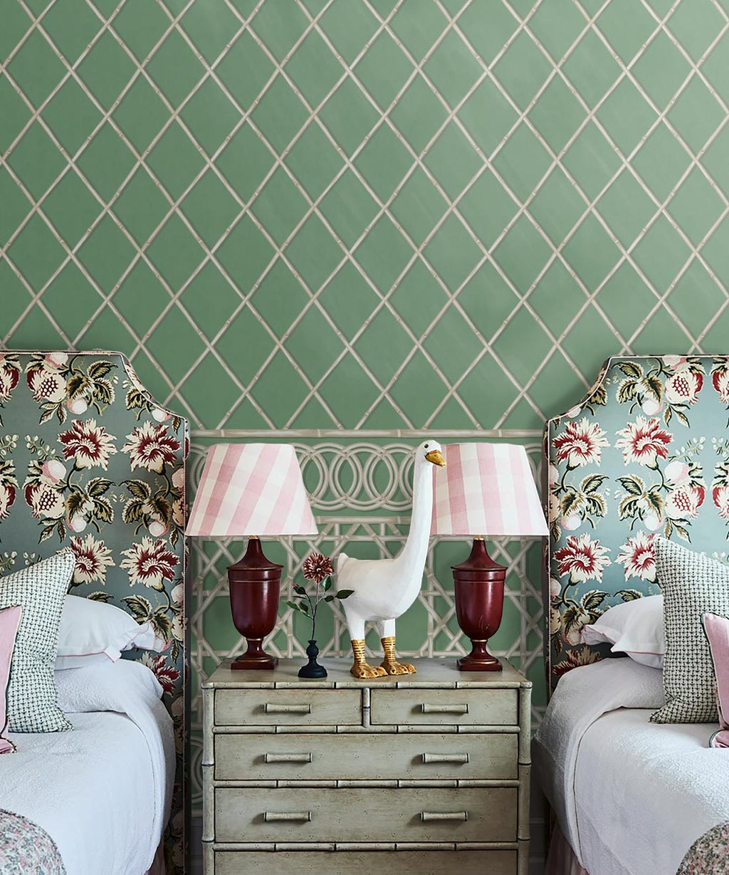 Colony Frieze Mural, Dark Green & Cane