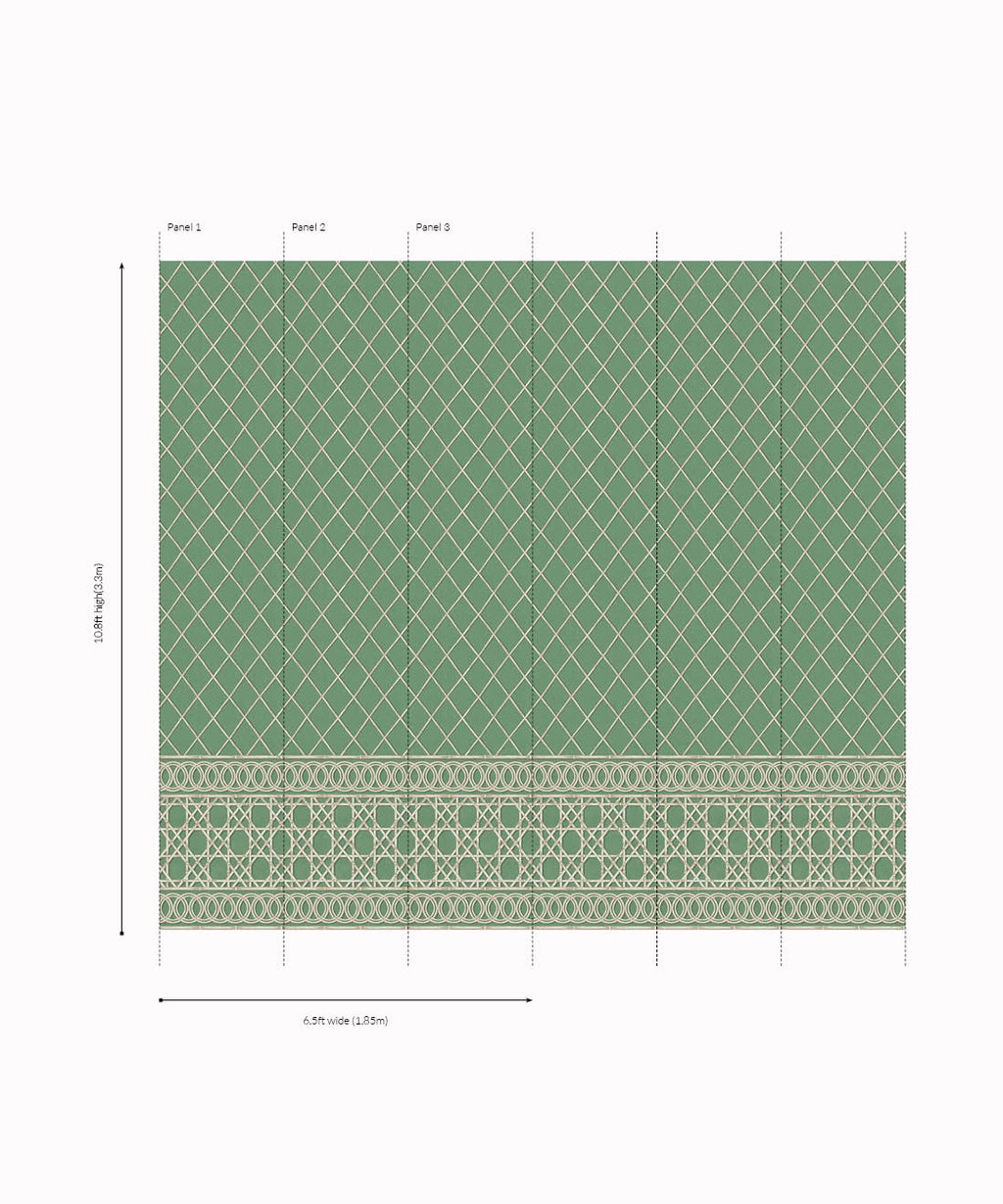 Colony Frieze Mural, Dark Green & Cane
