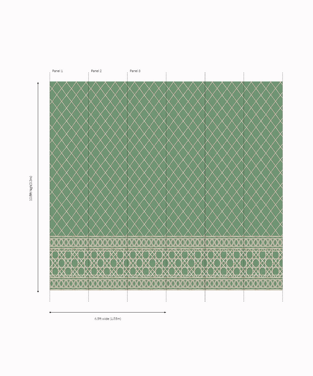 Colony Frieze Mural, Dark Green & Cane