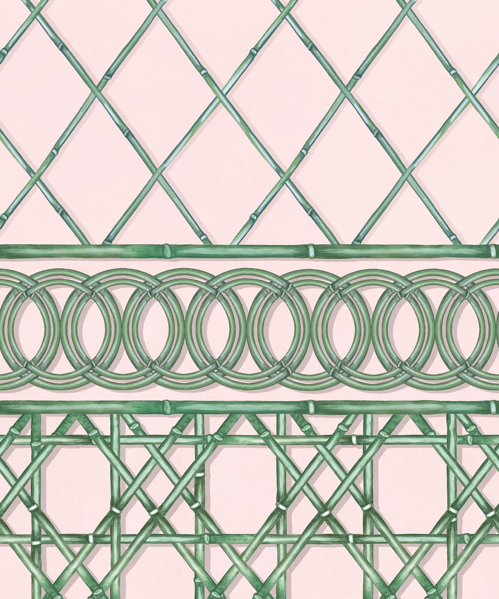 Colony Frieze Mural, Pink & Green