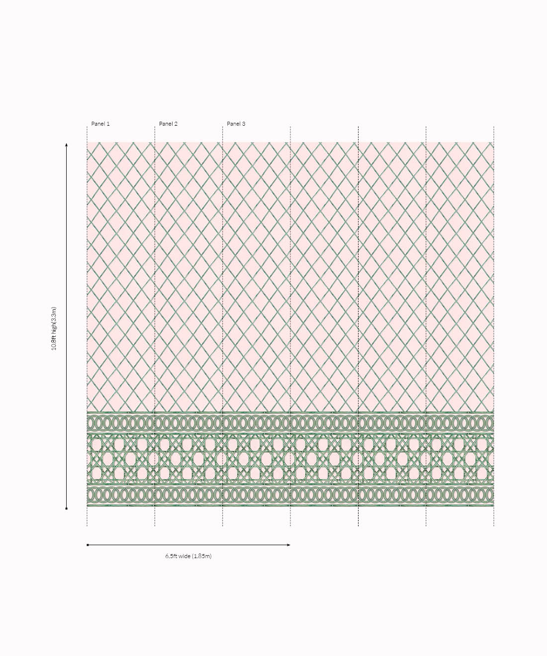 Colony Frieze Mural, Pink & Green