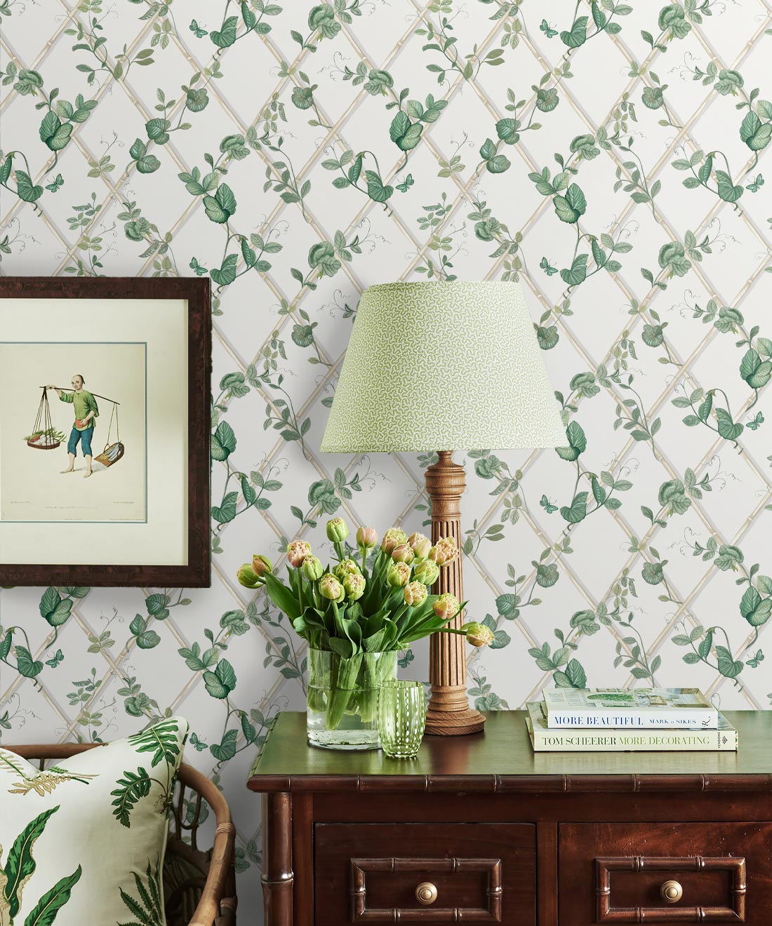 Petite Ivy Wallpaper, Irish Linen & Cane