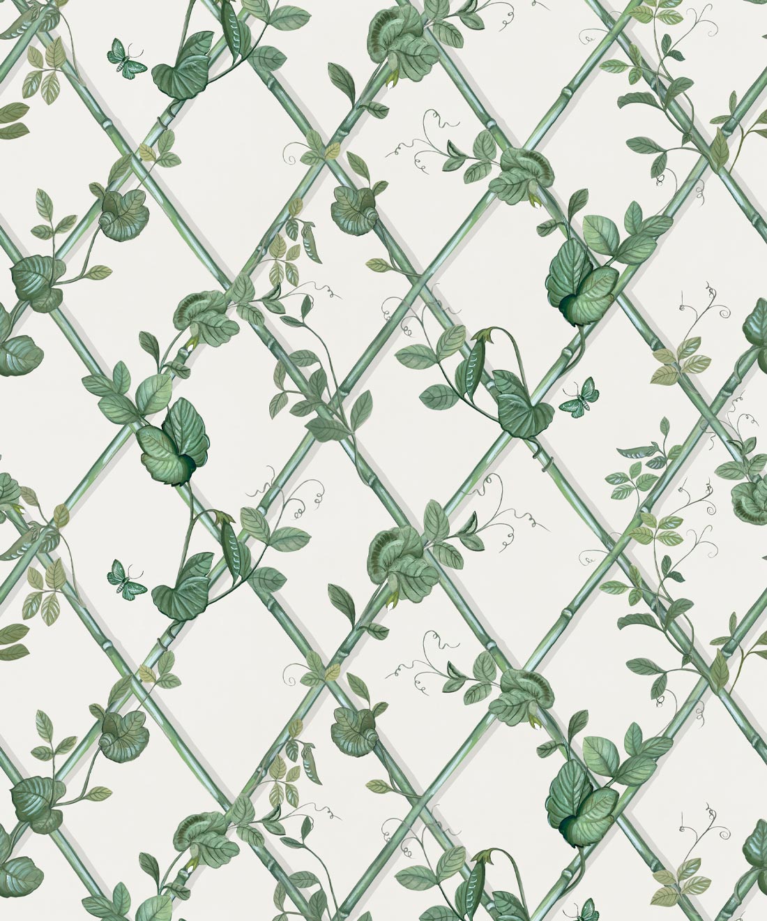 Petite Ivy Wallpaper, Irish Linen & Green