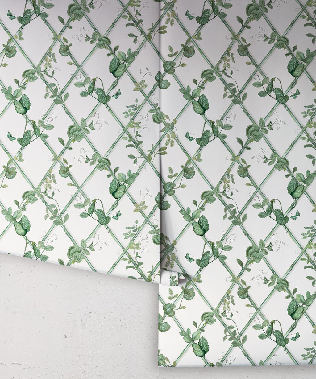 Petite Ivy Wallpaper, Irish Linen & Green
