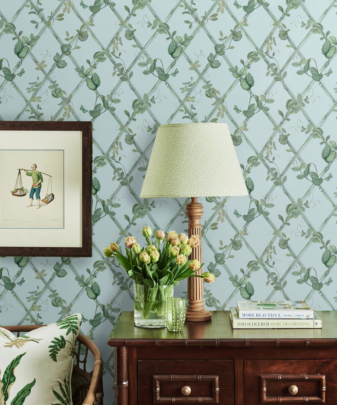 Petite Ivy Wallpaper, Light Provence