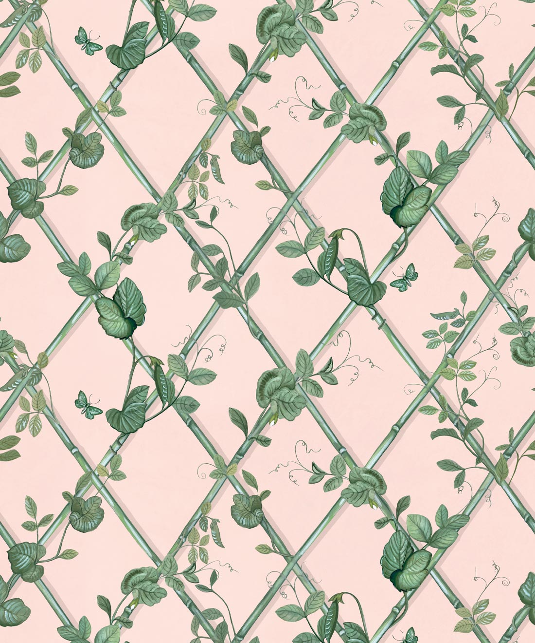 Petite Ivy Wallpaper, Pink & Green