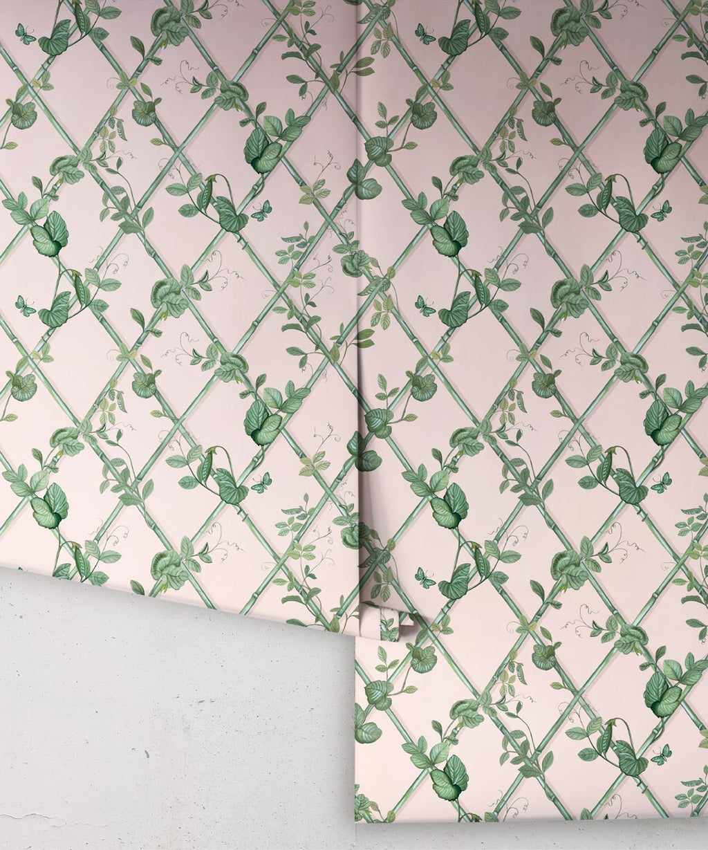 Petite Ivy Wallpaper, Pink & Green