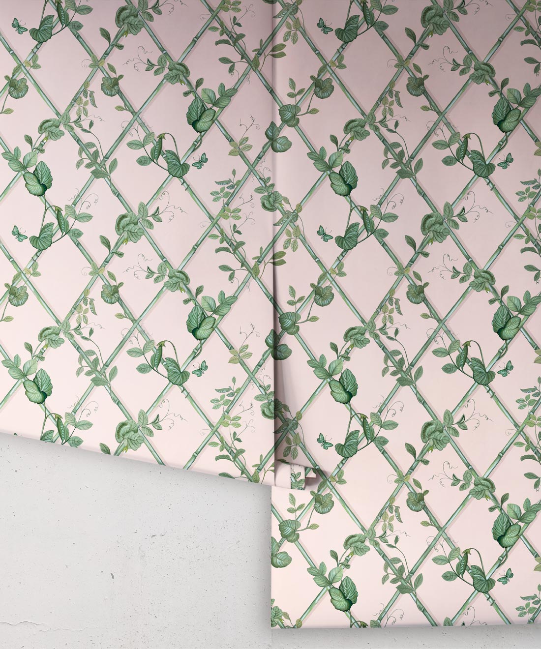 Petite Ivy Wallpaper, Pink & Green