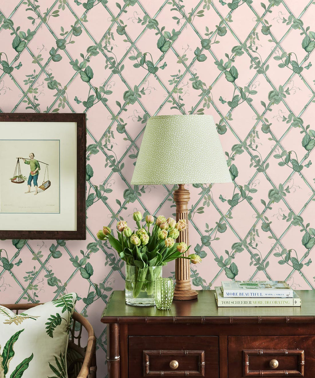 Petite Ivy Wallpaper, Pink & Green
