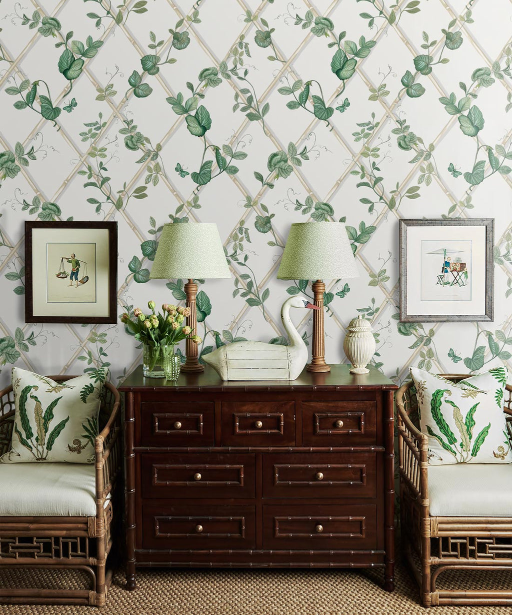 Grande Ivy Wallpaper, Irish Linen & Cane