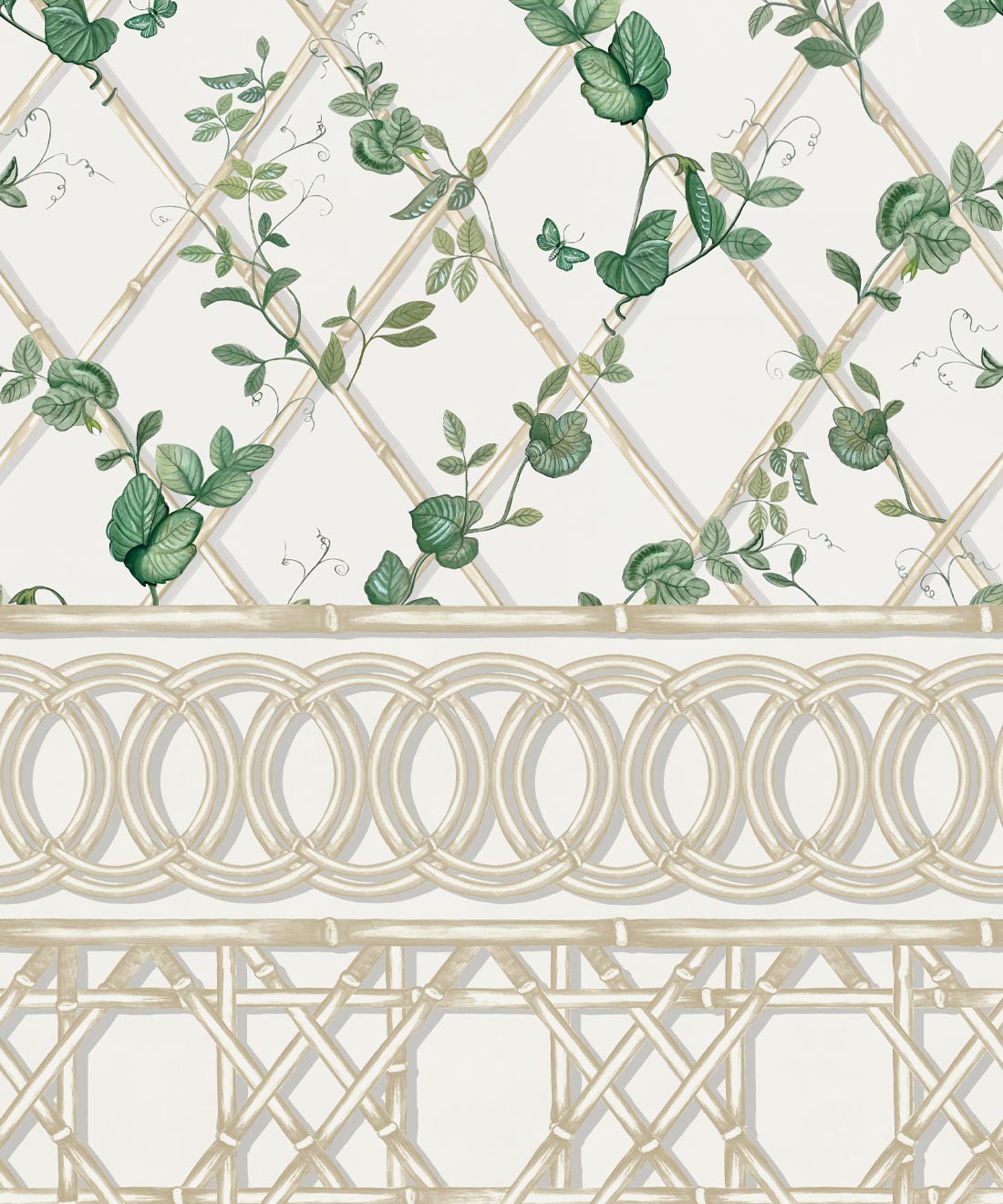 Ivy Frieze Mural, Irish Linen & Cane
