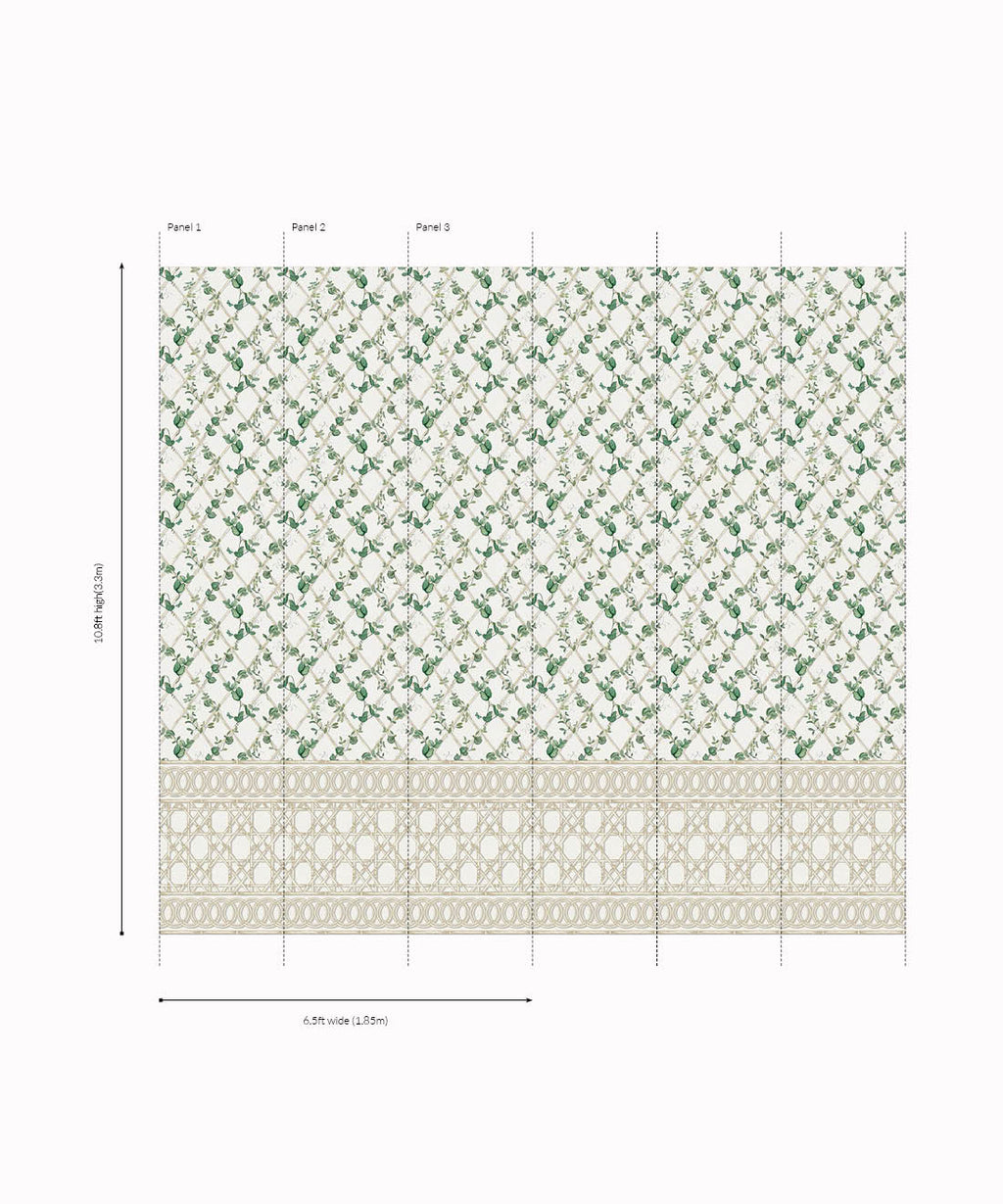 Ivy Frieze Mural, Irish Linen & Cane