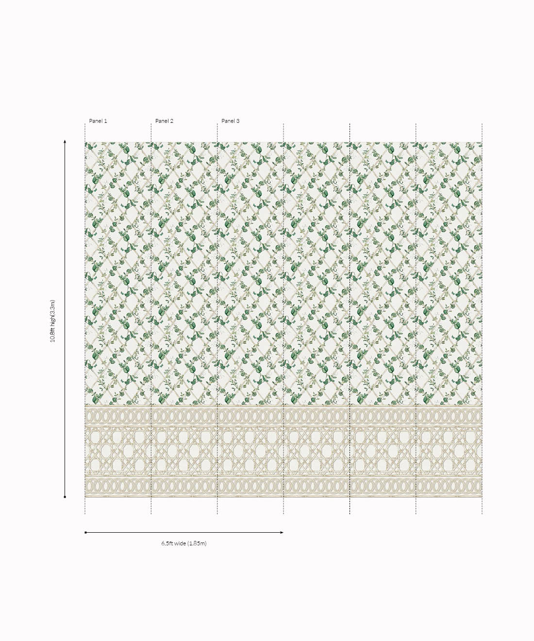 Ivy Frieze Mural, Irish Linen & Cane