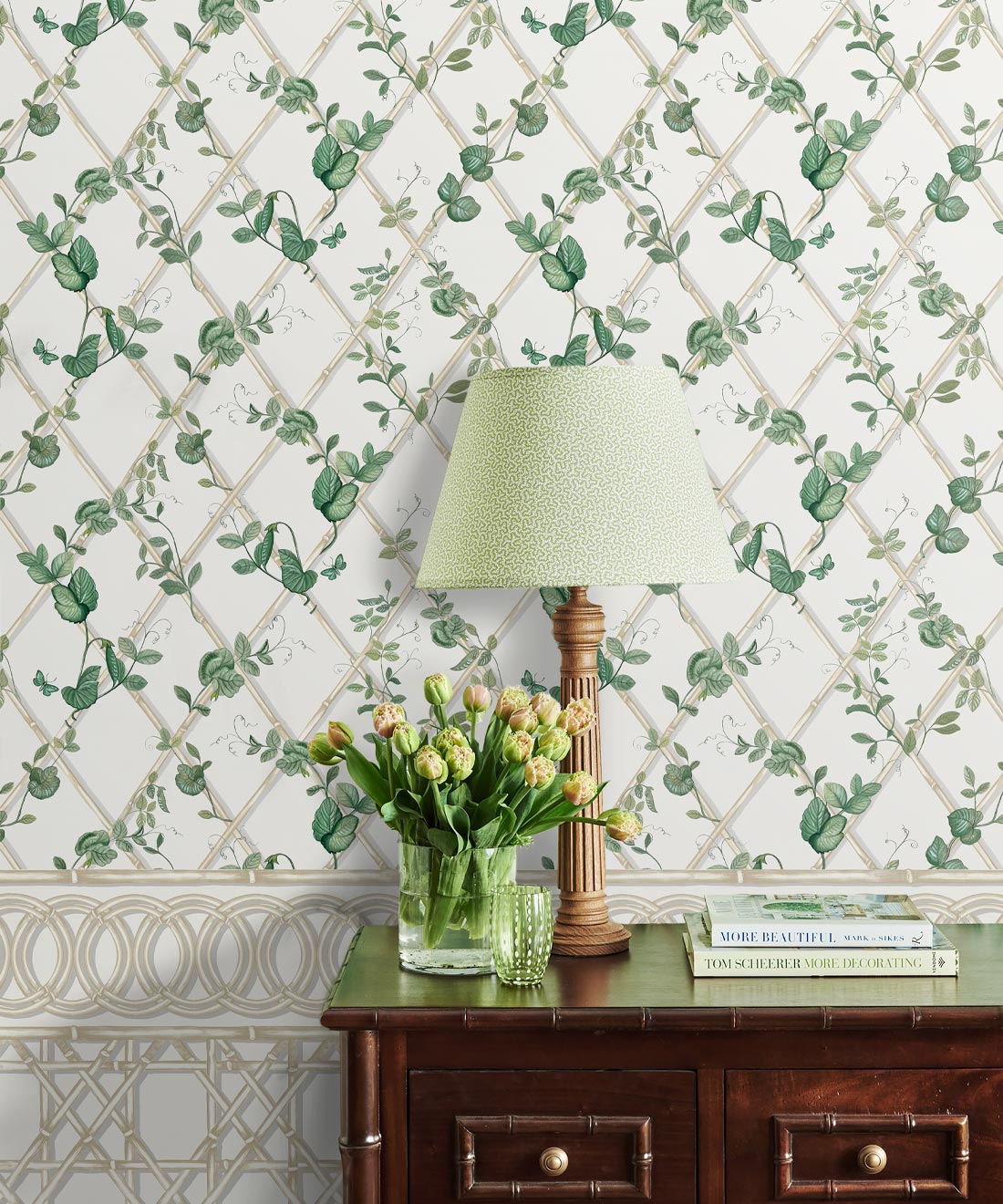 Ivy Frieze Mural, Irish Linen & Cane