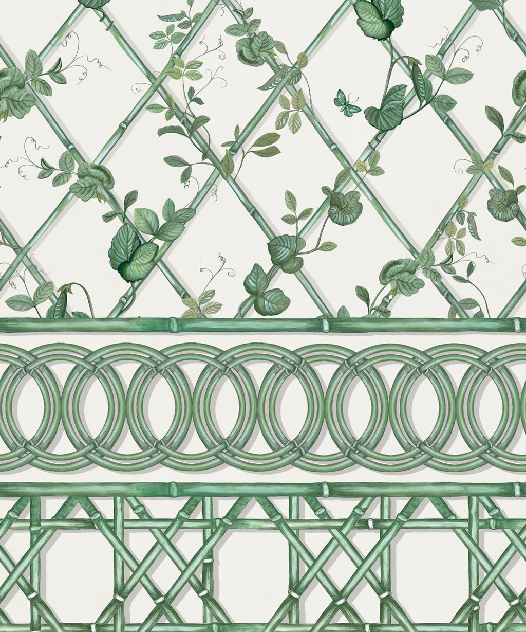 Ivy Frieze Mural, Irish Linen & Green