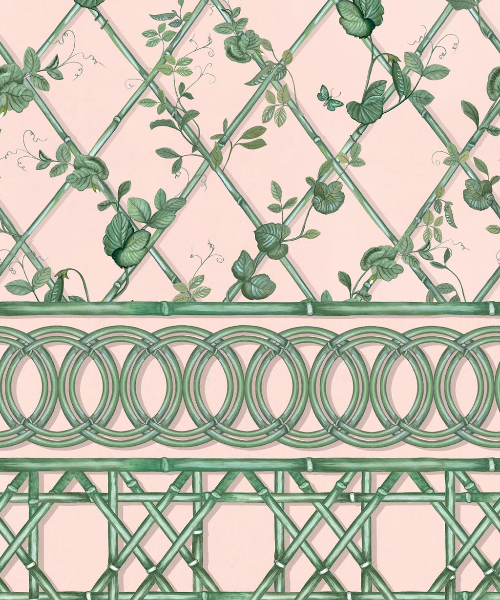 Ivy Frieze Mural, Pink & Green