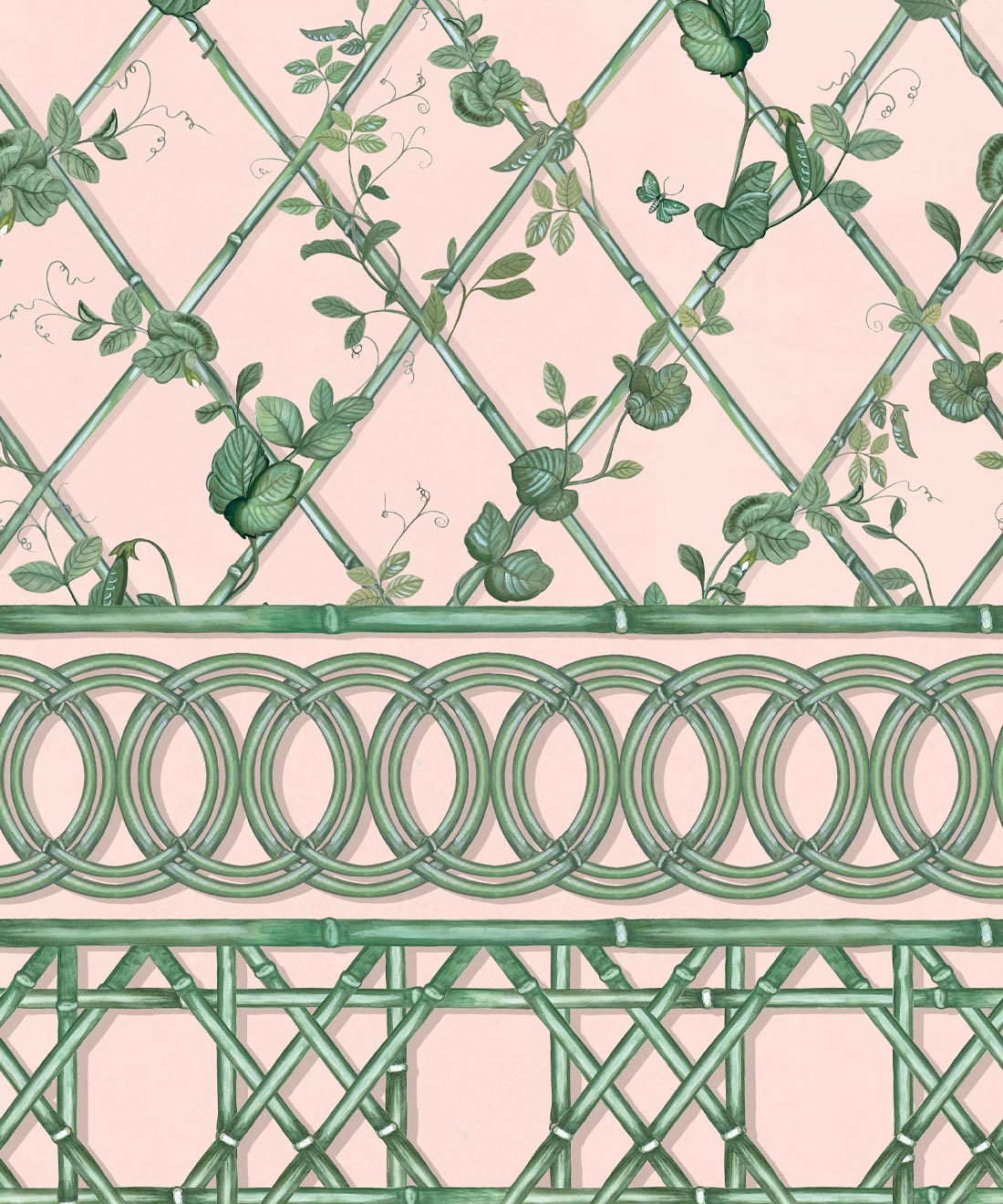 Ivy Frieze Mural, Pink & Green