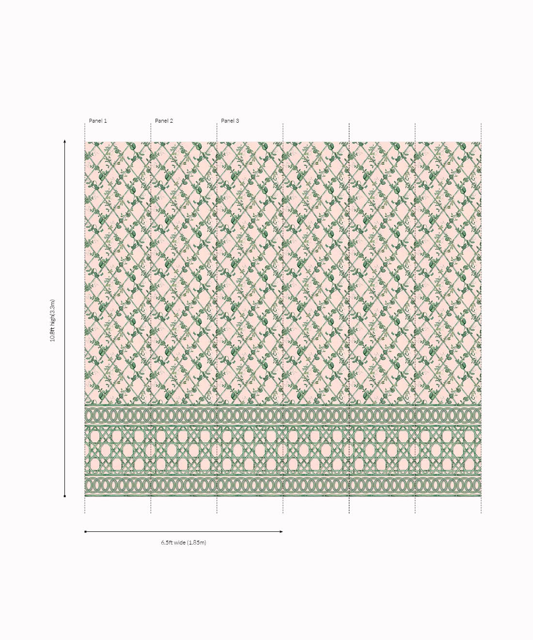 Ivy Frieze Mural, Pink & Green