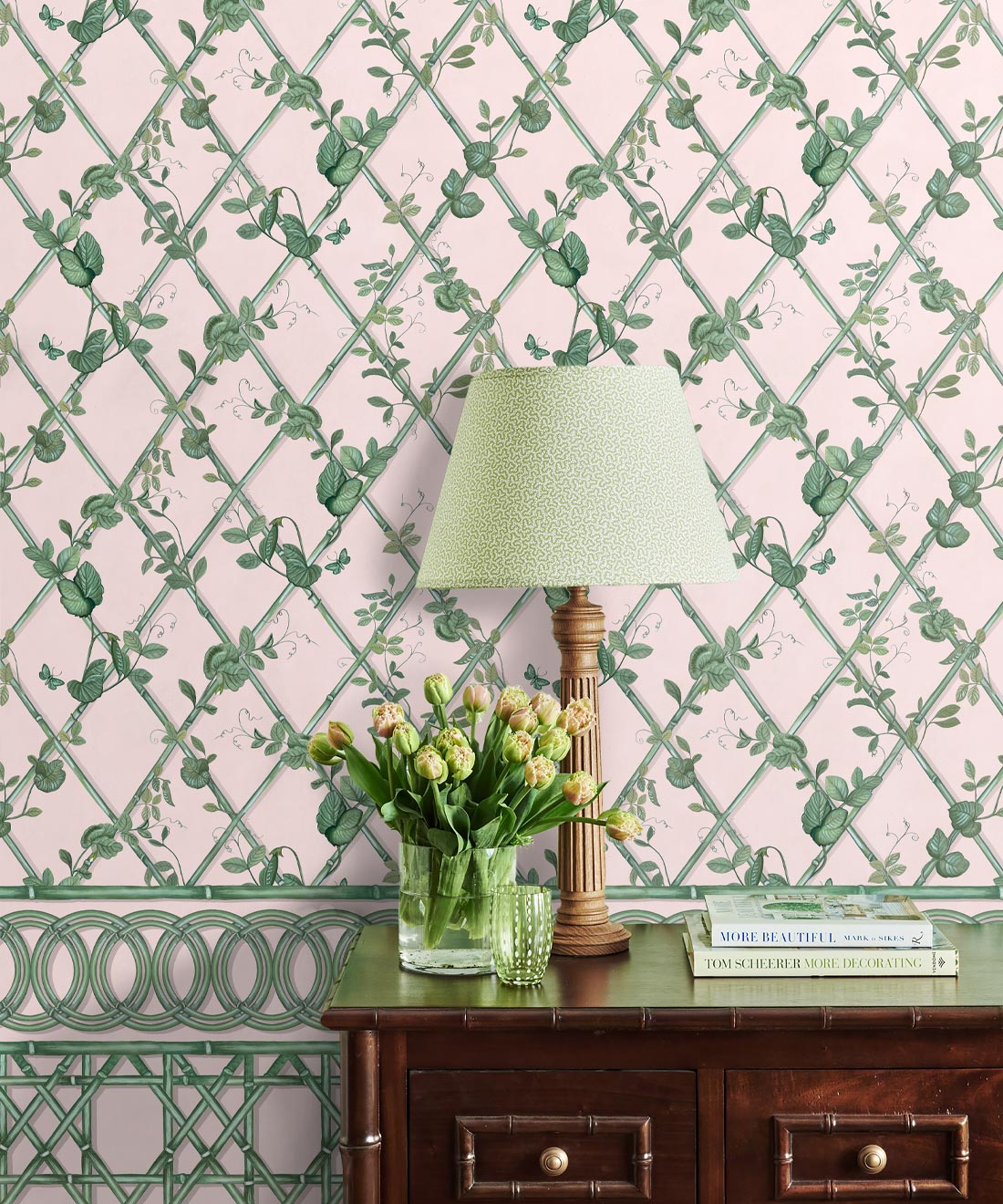 Ivy Frieze Mural, Pink & Green